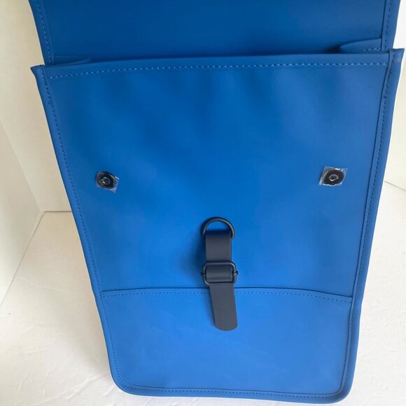 RAINS Small Backpack Blue Laptop Sleeve Commuter Vegan Flap Water Repellant - Picture 5 of 12